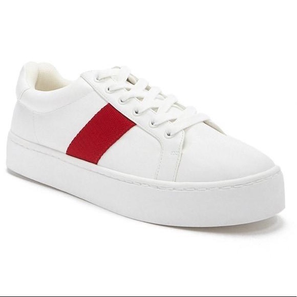 Forever 21 Shoes - ⚡️FLASH SALE⚡️White Sneakers with Red Stripe